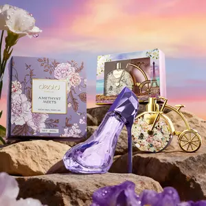 2PCS 1.86Oz(55ML)High-End Perfume Gift Pack,Floral Sweet Perfume,Floral Scents Perfume,Floral Bicycle Shape And Purple High Heels Diamond-Cut Design Bottle,Suitable For Daily Wear,Parties And Gift-Giving,Mixed Packaging,Long-Lasting Fragrance