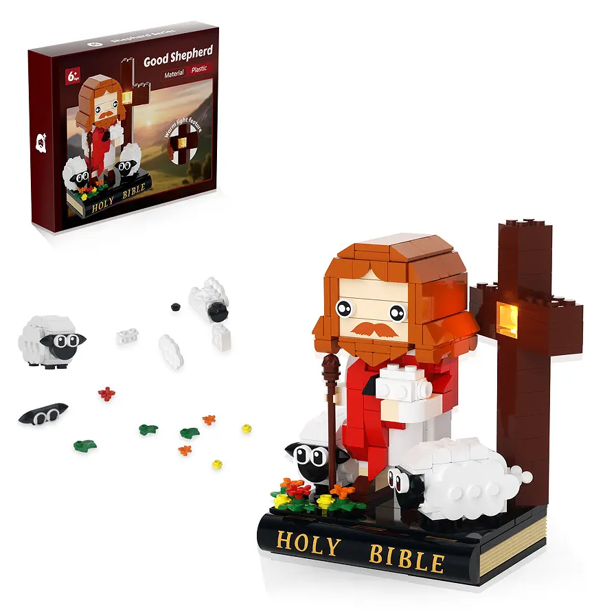 338-Piece Shepherd God Bible Construction Building Set - Safe and Durable Jesus Brick Toy with Nativity Scene, Christian Easter/Christmas Gift for Kids, Educational Religious Story Blocks for Development & Creativity