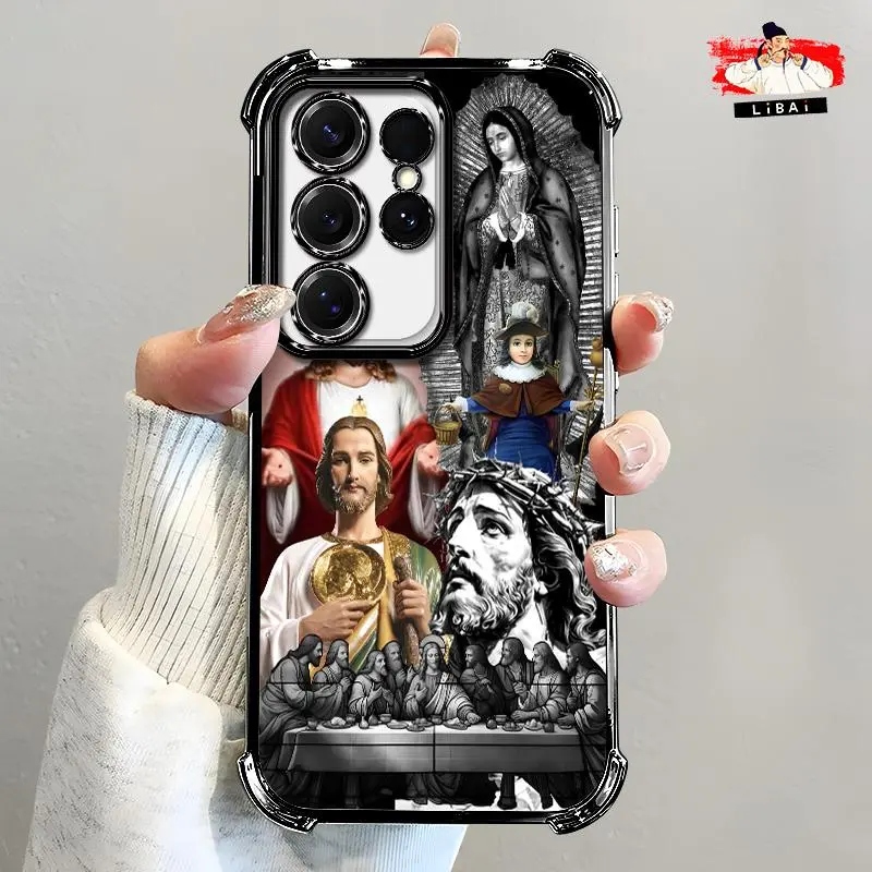Suitable for [Galaxy S25 Ultra] Jesus new stylish high-quality electroplated four-corner protective case affordable anti-drop and anti-fingerprint 995