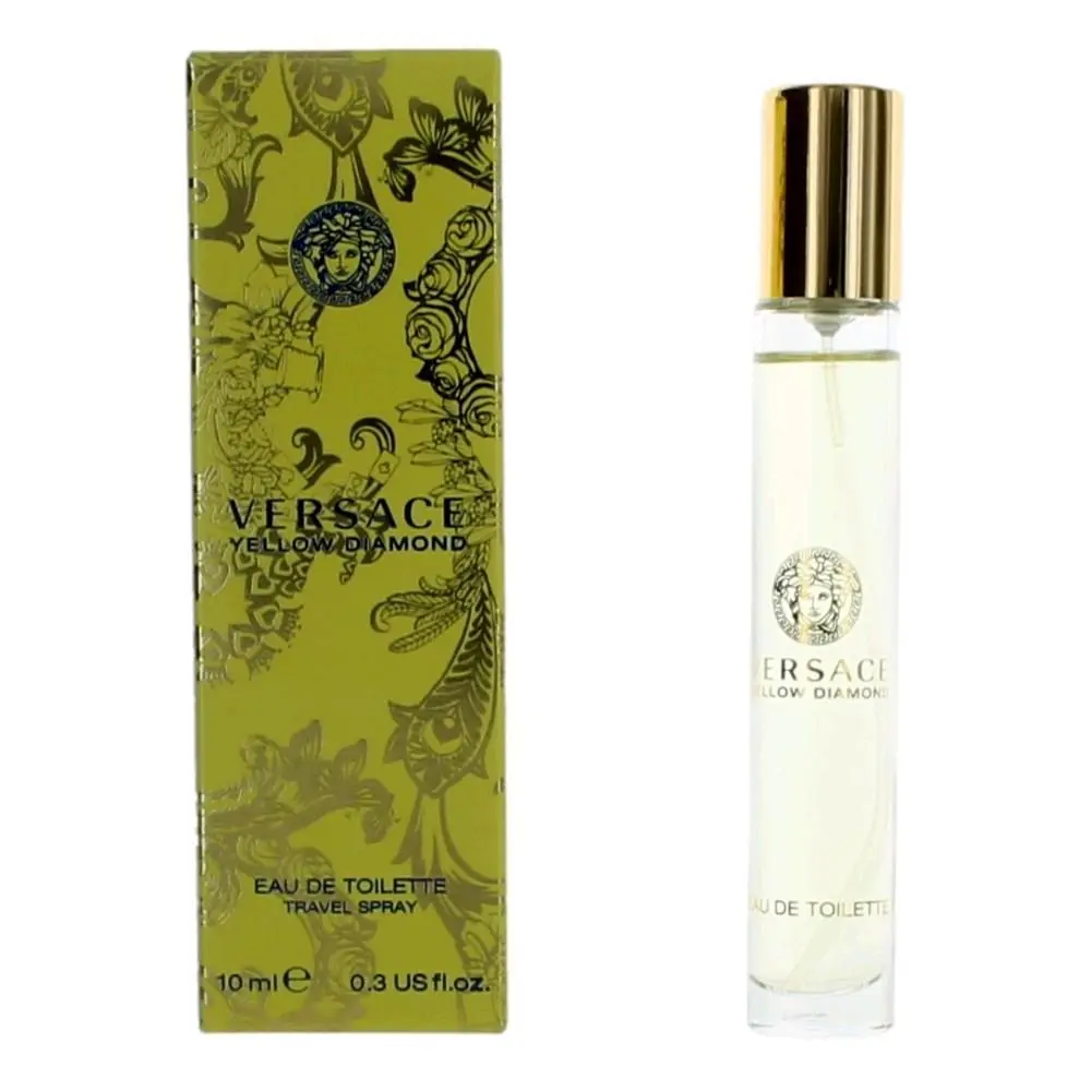VERSACE Yellow Diamond Eau De Toilette Travel Spray, On-the-Go Women's Fragrance, 0.3 oz / 10ml, Portable Bottle, 0.3 Us Fl.oz.