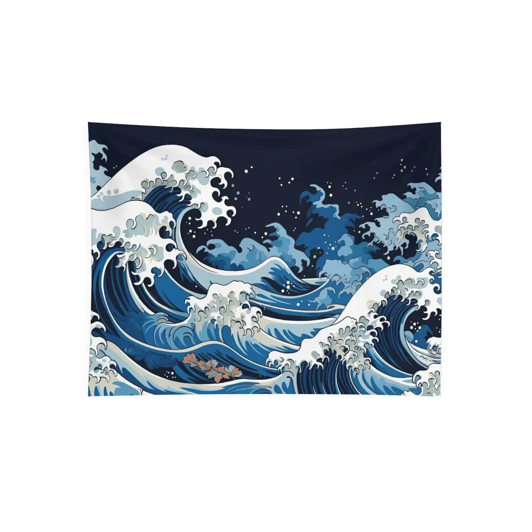Japanese Great Wave Ocean Wall Tapestry, Blue Coastal Sea Art for Bedroom Dorm Living Room Decor