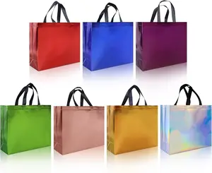 14 Pcs Colorful Gift Bags Sets, 12.6 x 4.7 x 11 In Reusable Party Bags with Sturdy Bases, Mixcolor Goodie Bags Bulk for Birthdays, Weddings, Xmas, Holiday- 7Colors