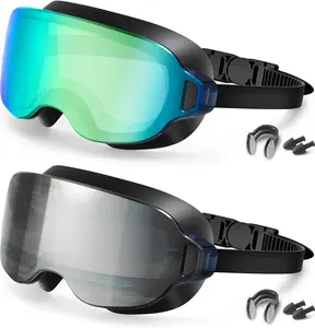 Aegend Swim Goggles Adult 2 Pack, Frameless 180°Clear Wide View Anti-Fog/UV, Fashion Men Women Pool Swimming Goggles summervibes,summervibes