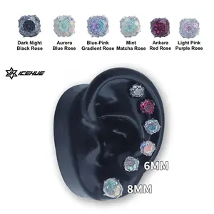 [ICE HUE] A pair Sterling Silver S925 Thorn Rose Cut AAAAA+ D Color VVS Sri Lanka Cubic Zirconia Hypoallergenic Stud Earrings, Jewelry for Men Women Unisex Fashion Jewelry Perfect Birthday Gift for Men Women Wedding Set Daily Anniversary Engagement Gift