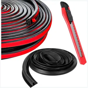 52.5Ft Car Door Rubber Seal Strip Double Layer Rubber self Adhesive 5 Hole Automotive Weather Stripping Self Adhesive Automotive Door Soundproofing Weather Stripping for Car Door Hood Tailgate