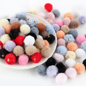 20 Pieces Faux Rabbit Fur Pom Poms in, and Light Gold Colors, Soft Polyester Balls for DIY Jewelry Making, Fashion Accessories, Craft Supplies, Charm Accessory, DIY Kits