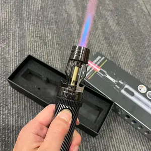 Metal Windproof Torch Lighter, Metal Gas Lighter, Kitchen Baking Flamethrower, Powerful Jet Butane Gas Welding Gun, Cigar Tool, Suitable For Outdoor Ignition, Barbecue Charcoal, Mosquito Coils And Aromatherapy, Holiday Gifts (Without Gas)