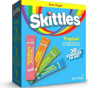 Skittles Zero Sugar Variety Pack Singles-to-Go Powdered Drink Mix, Tropical, 30 Count Packets