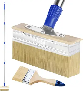 7" Deck Stain Brush Applicator with 60" Long Handle, 3" Paint Brush Included for Woodstains, Oils, Decking, Decking Stains, Deck Coatings, Fence Wall Furniture Paints
