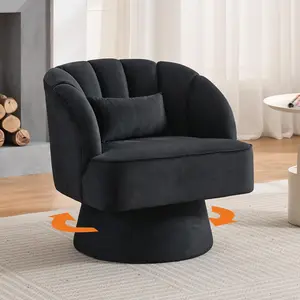 Garvee 360° Swivel Lounge Chair with Velvet Cover, Comfortable Reading Chair with Tapered Base, Padded Barrel Chair, for Living Room, 70 x 70 x 70 cm