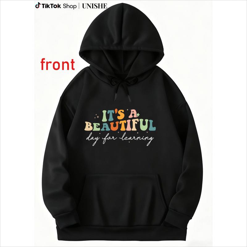 Unisex Retro Casual Hoodie – 'It's a Beautiful Day for Learning' Long Sleeve Top for Students & Teachers