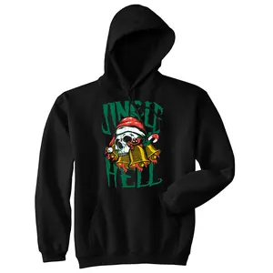 Jingle Hell Unisex Hoodie Funny Sarcastic Christmas Graphic Novelty Hooded Sweatshirt Unisex Vintage Fashion Hoodies Christmas Hoodie Novelty Sweatshirt Black -