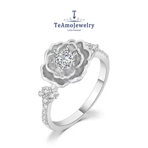 【Buy 1 get 1 Bracelet】【RM-321】Silver 925 Moissanite Ring, Flower Shape Unique and Casual Design, Simple Fashion Accessories for Daily Wear Party Holiday, Gift for Family & Friends