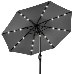 Best Choice Products 10ft Solar LED Lighted Patio Umbrella w/ Tilt Adjustment, UV-Resistant Fabric
