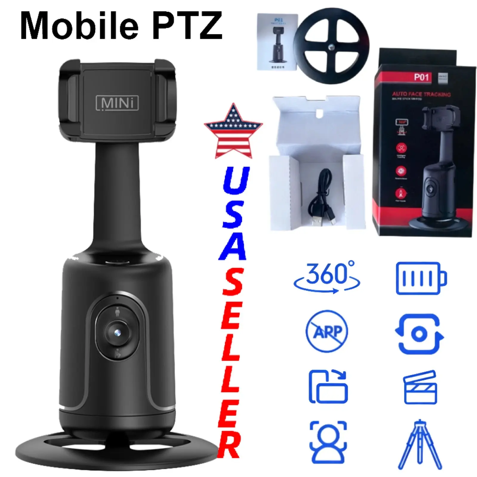 AI 360-Degree Rotation Gimbal Stabilizer with Selfie Stick Tripod, for Smartphone Video Recording