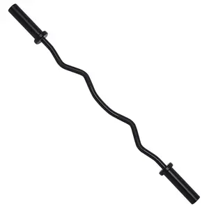 Signature Fitness Everyday Essentials Olympic Super Curl Barbell Curl Bar 48 inch (350 lb Weight Capacity) Black