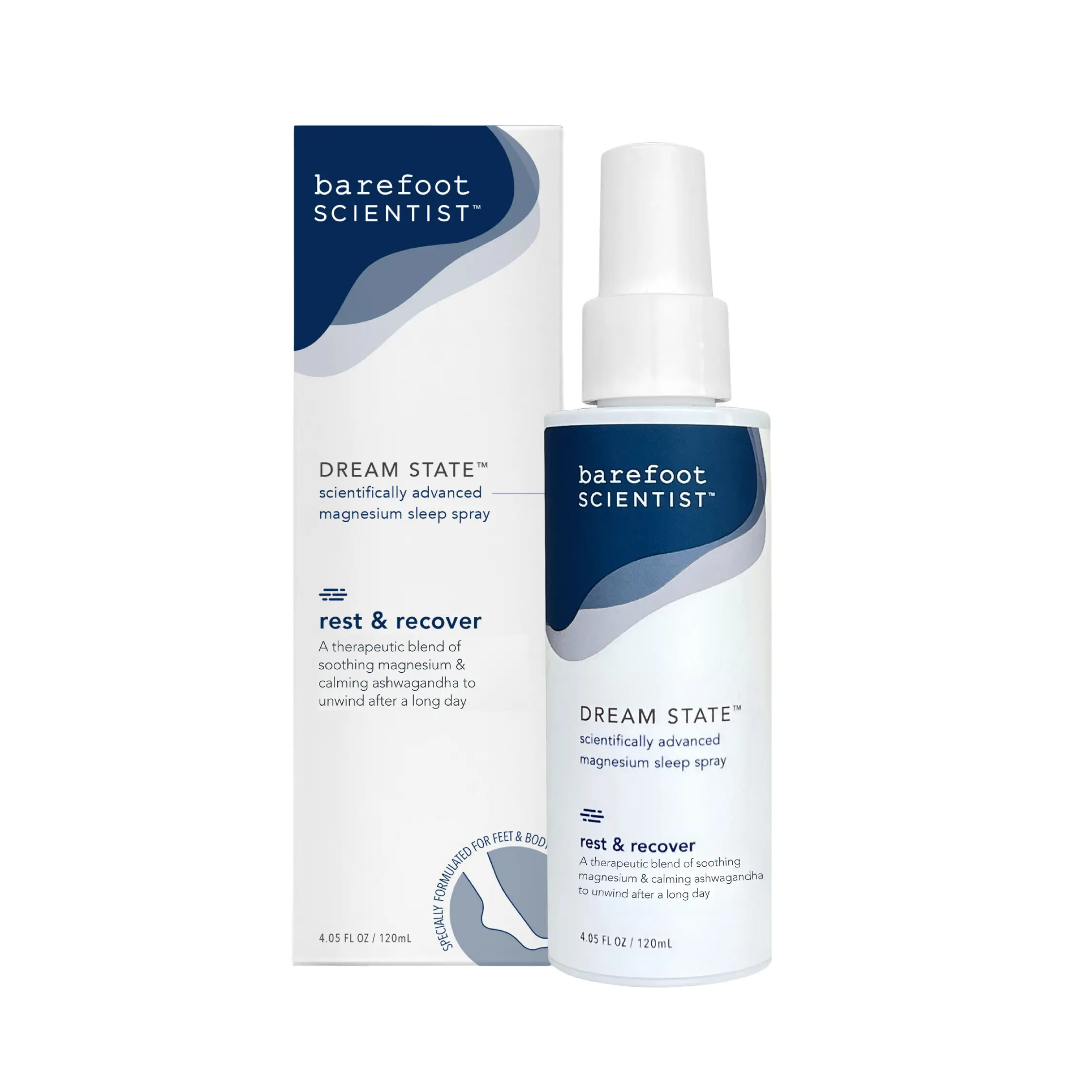 Dream State The ultimate sense-soothing magnesium sleep spray.  Featuring a therapeutic blend of dead sea magnesium and ayurvedic herb ashwagandha, designed to help you unwind for bed.
