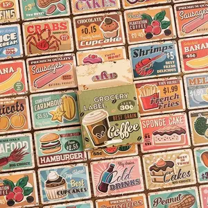Vintage Food Pattern Washi Stickers, 45pcs/set Vintage Style Scrapbooking & Journaling Material Stickers, DIY Decorative Stickers For Stationery Computer Water Bottle