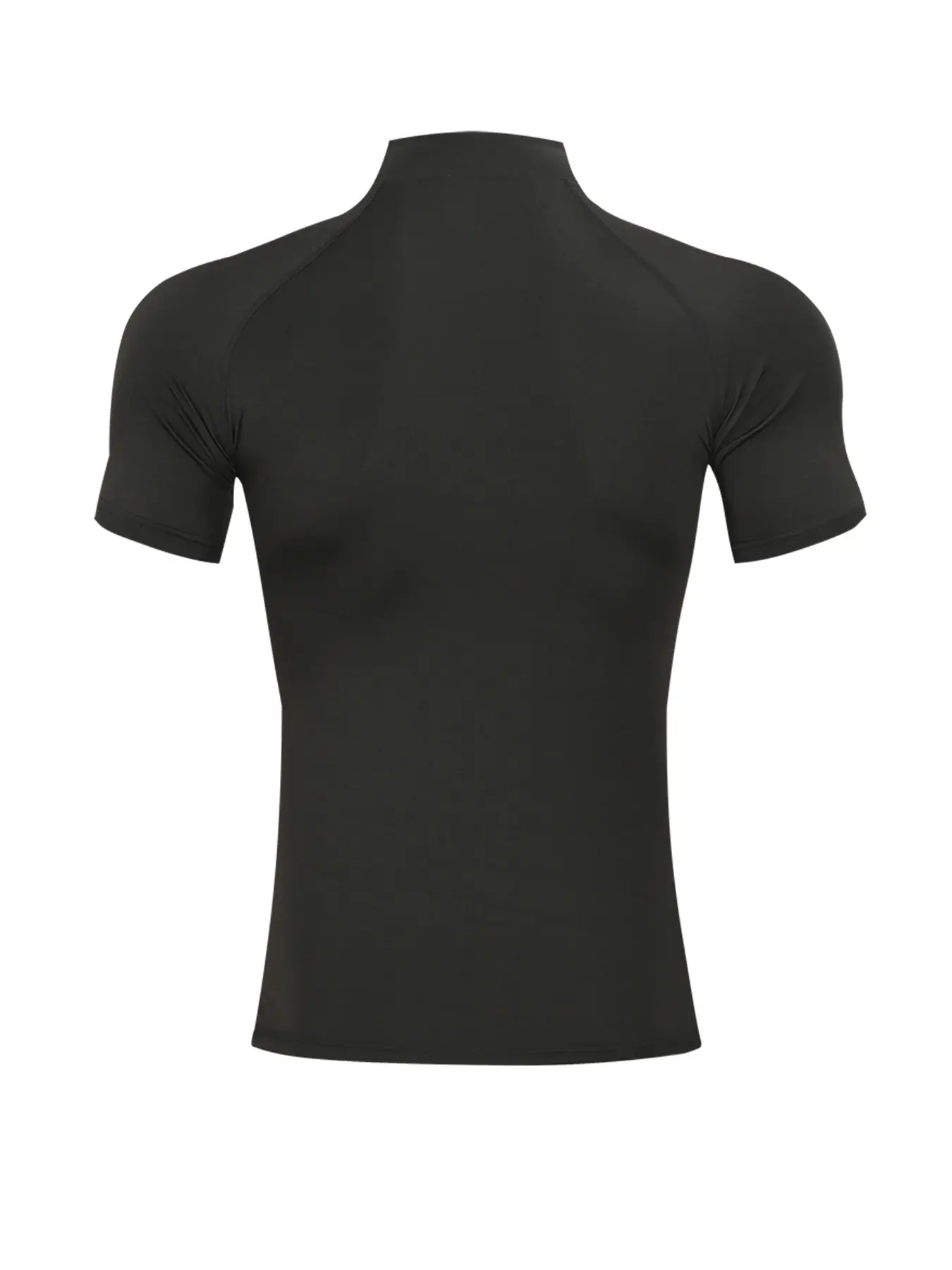 2 Pack Men's Mock Turtleneck Compression Shirts Short Sleeve