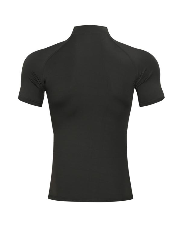 2 Pack Men’s Mock Turtleneck Compression Shirts Short Sleeve, Moisture Wicking Tights Base Layer Undershirt Sports T-Shirt, Gym Running Athletic Muscle Shirts Workout Tops, Compression Sportswear