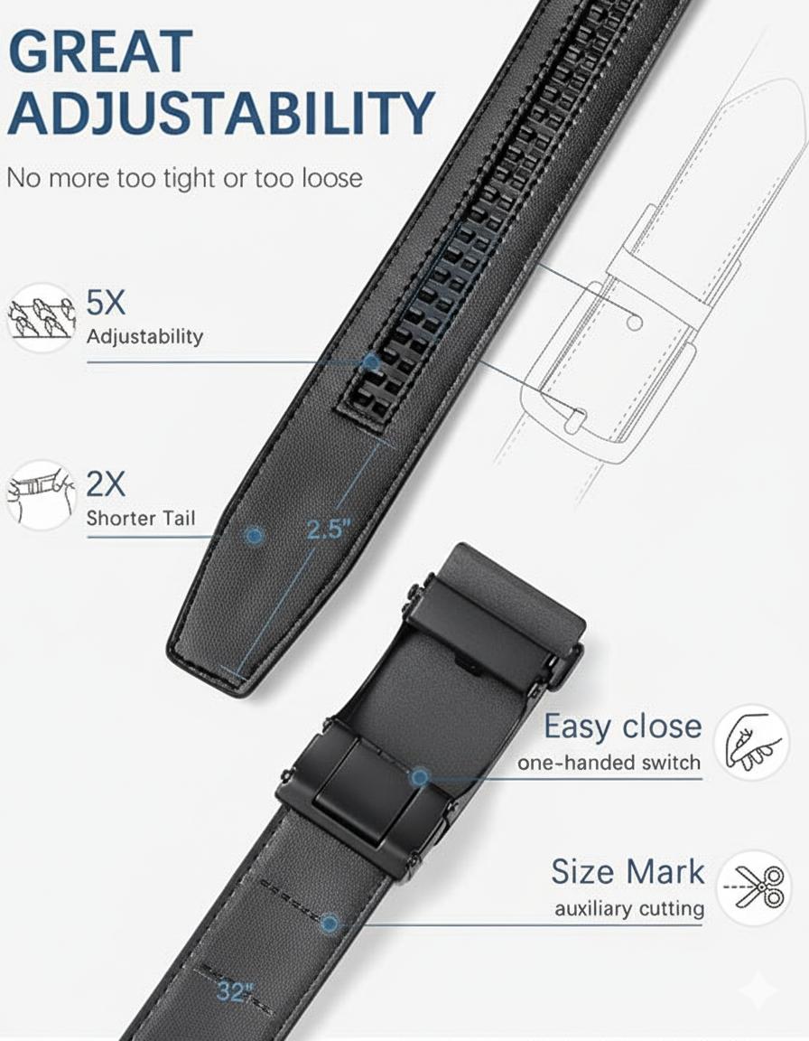 Leather Ratchet Belt Men 2 Pack - Customizable Fit, Effortless Style (35mm)