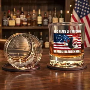 250 Years of Freedom Printed Whiskey Glass, Betsy Ross 250 Patriotic Gift