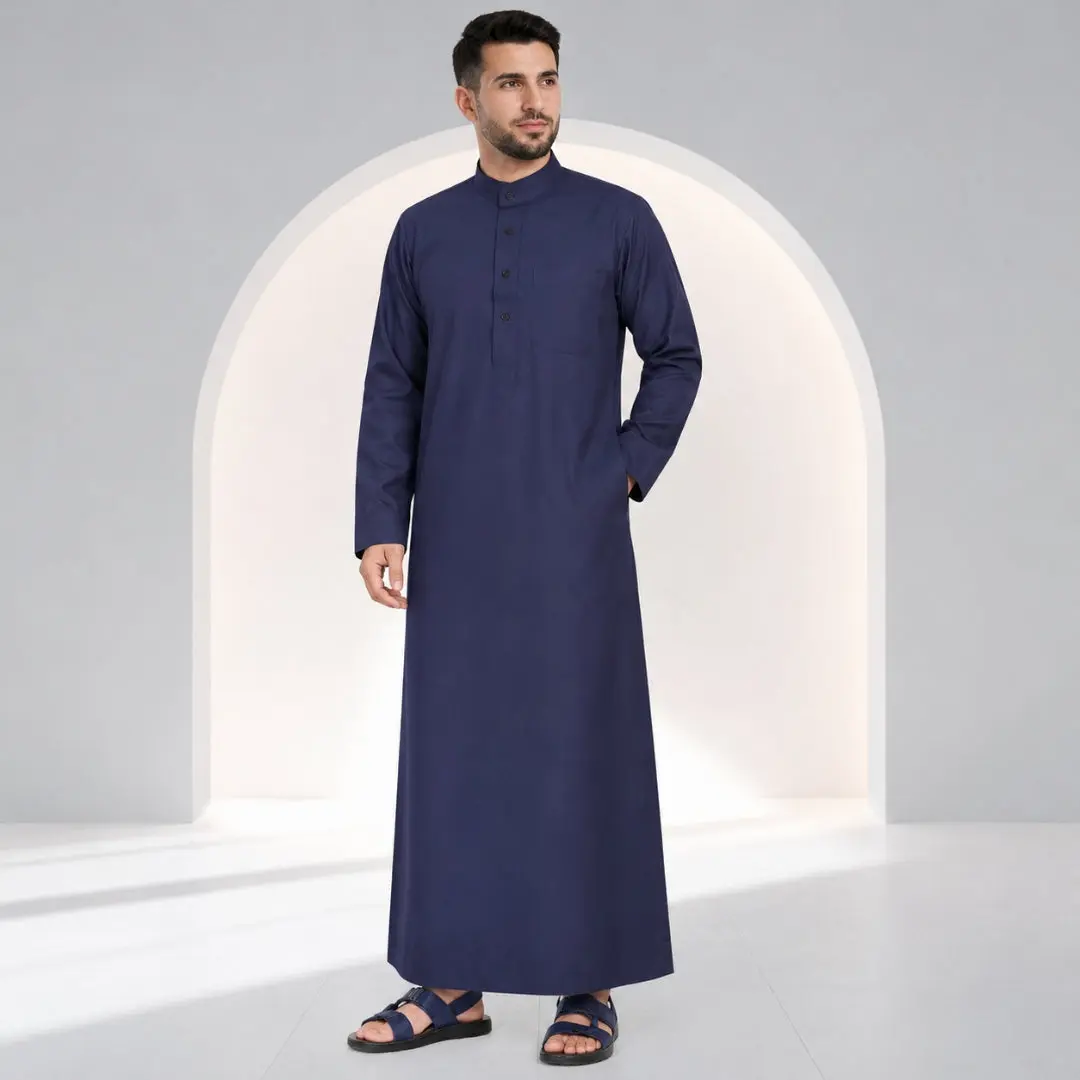 Midnight Elegant Blue Saudi Thobe - Men