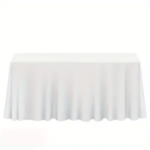 10 Pack 90" x 132" Rectangular Polyester Fabric Tablecloths for Wedding - White