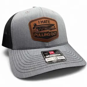 Funny "I Hate Pulling Out" Boat Hat – Richardson 112 Leather Patch Trucker Baseball Cap