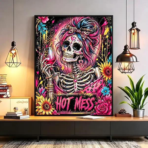Full Drill Round Rhinestone Art Set, Day of the Dead Skull 5D Diamond Painting for Adults DIY 30×40cm