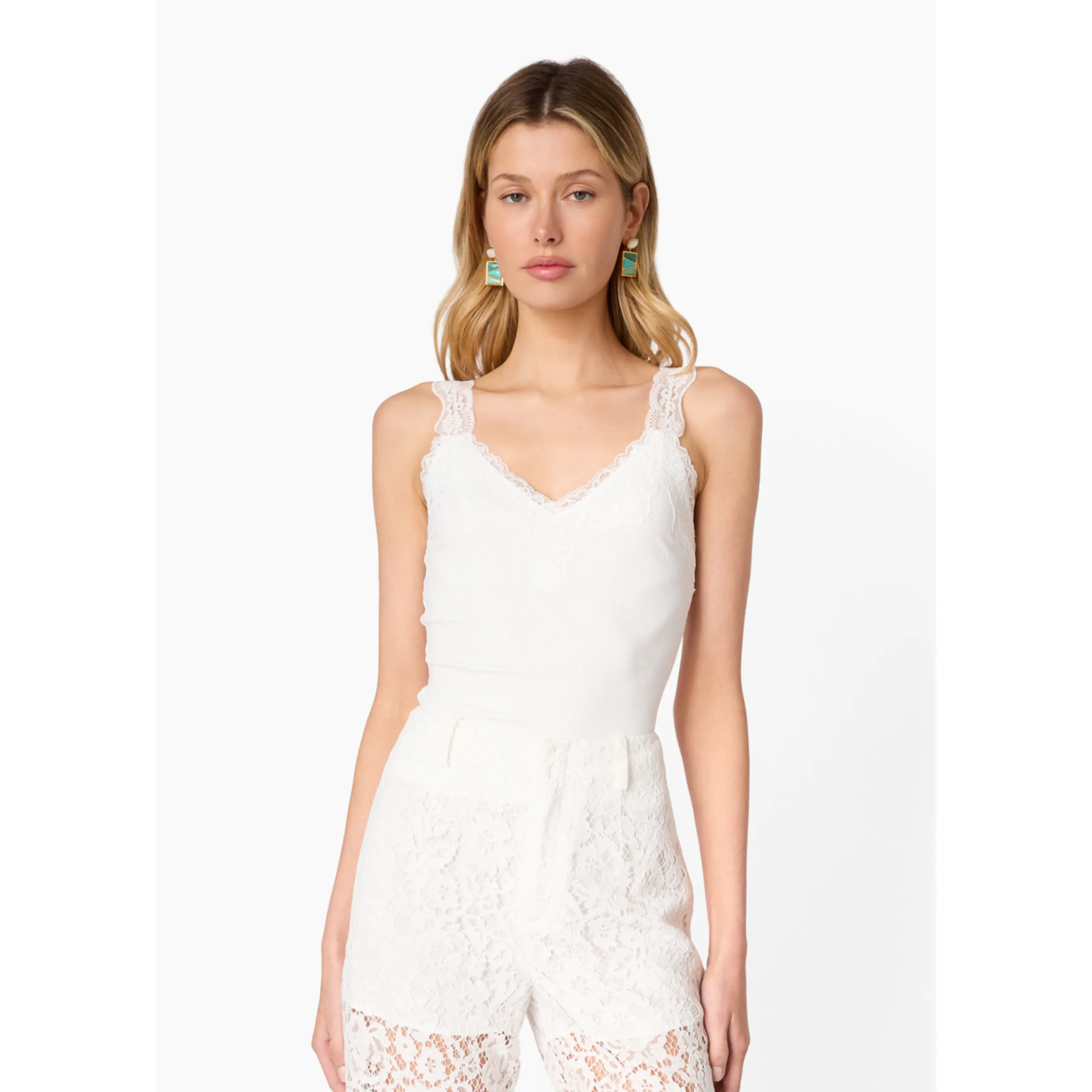 Lani Rib Knit Tank White