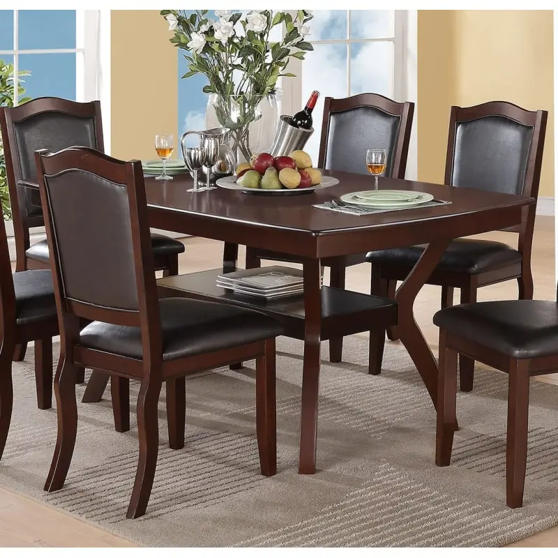 Formal Look 1pc Dining Table w Shelve Solidwood Espresso Finish Dining Room Furniture(High end and high-quality)