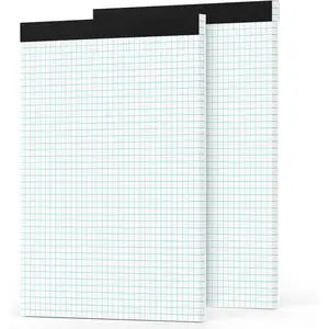 Graph Paper Pad 8.5 x 11, 2 Pack, 4x4 Graph Ruled Grid Paper Notebook, Blueprint Quadrille Pad, Easy Tear Off, White 70 GSM Paper, 30 Sheets Per Pad