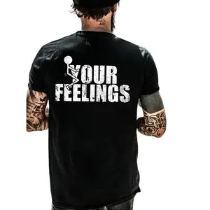 F*ck Your Feelings Bold Slogan T-Shirt Streetwear Urban Fashionista Casual Outfit Menswear Top Black Tee Crewneck Shortsleeve Machine Washable
