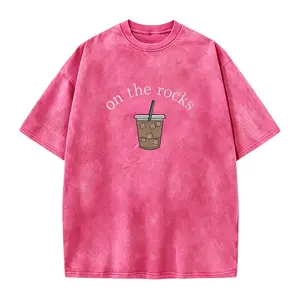 Comfort Washed Cotton Coffee Shirt - Iced Coffee Lover Gift - Multi Color Short Sleeve Tee - Funny Coffee T-Shirt - Trendy Round Neck Casual Top