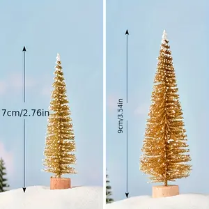 2pcs/set Pine Needle Small Ornament Art Decor Sculpture Statue, Christmas Tree Set Decorations for Holiday Home and Office, Miniature Cute Living Room Bar Cafe
