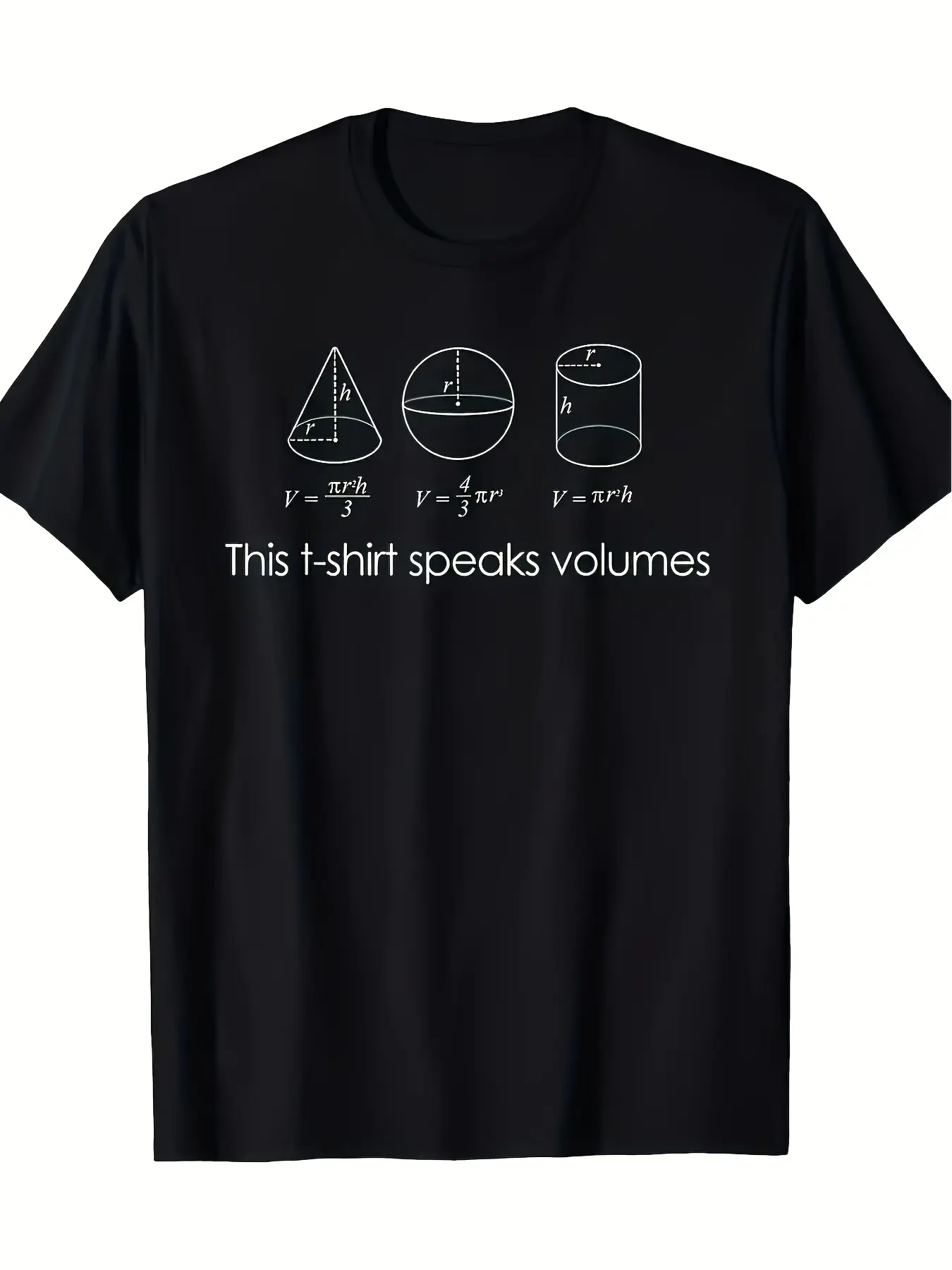 Funny Math & Science Pun T Shirt This Shirt Speaks Volumes Geometry Graphic Tee Black with White Print Heavy Concentration Mode All Season Casual Shirt for Mathematicians Scientists NMen's Round Neck Creative Print Short Sleeve T-Shirt