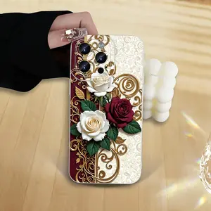 Vintage Flower & Skull Pattern Phone Case, Decorative Phone Protector Cover, Phone Accessories Compatible with iPhone 6 7 8 X 11 12 13 14 15 Pro Max, Casing