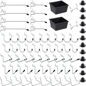 Pegboard Hooks, Peg Board Accesories, for Organizing Various Tools, 110 Pieces, 50 of Which are Peg Locks Organiser Plastic Silicone Set