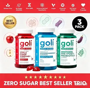 Zero Sugar Best Seller Trio - World's First 3-in-1 Pre, Post, Probiotic, Apple Cider Vinegar with Vitamin B12 and Probiotics To Address Bloating, Ashwagandha & L-Theanine, Vitamin D gummies. Gluten-Free, Vegan, Non-GMO & Gelatin-Free