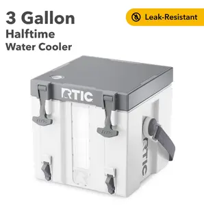 RTIC Halftime Water Cooler 3 Gallon Hard Sided Beverage Cooler, White Heavy Duty Insulated Water Jug with Carry Handle and Leak Resistant Design for Sports Games, Worksites, Camping and Outdoor Activities