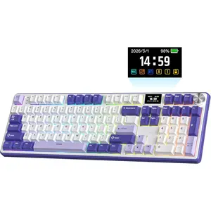 S104  Mechanical Keyboard w/Screen & Knob, Tri-Mode 101  Full Size Top Mount RGB Gaming Keyboard BT/2.4G/USB-C, 8000mAh , Web Driver, Hot Swap Custom Linear