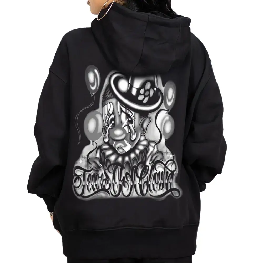 Unisex Long Sleeve Comfortable Polyester Fabric Hoodie - Tear of a Sad Clown Chicano Graphics, Cholo Girl, Chicana Style, Lowrider Design, Oversized Casual Tops for Men and Women