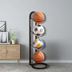 Multi-Layer Ball Organizer Rack, Standing Ball Storage Holder for Basketball, Soccer, Volleyball, Sports Ball Display Stand, Durable Steel Stand