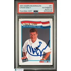 1991 Hoops McDonald's #61 Chuck Daly Signed Card Authentic AUTO 10 PSA Slabbed U