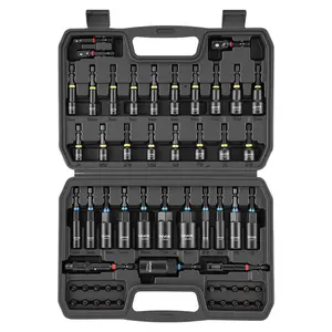 VEVOR Master Magnetic Impact Nut Driver Set 55PCS, Metric & SAE Sizes, with Socket Adapters, Bit Holder, Wing Nut Driver, Pivoting Nutsetter, Quick Release Extension, Power Bits, Storage Box
