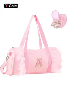 Personalized Initial Dance Bag for Girls, Small Lace Gym Sport Yoga Dance Bags Gift for Teen Girls Women, Cute Letter Kids Ballet Bag Zipper Toddler Travel Duffle Tote with Adjustable Straps, Sports Bags