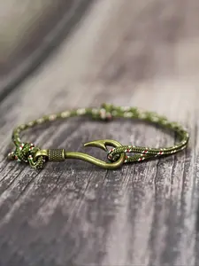 Men's Vintage Fish Hook Design Braided Bracelet, Adjustable Handmade Nautical Bracelet, Fashion Accessories for Men & Boys, Fashionable Bracelet, Trendy Stack Bangle