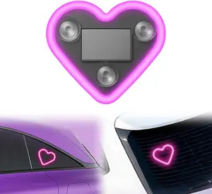 Car LED Heart-Shaped Interior Lights, Ambient Light for Windows Charging Through Type-c and Solar Energy, Car Decorations night truck