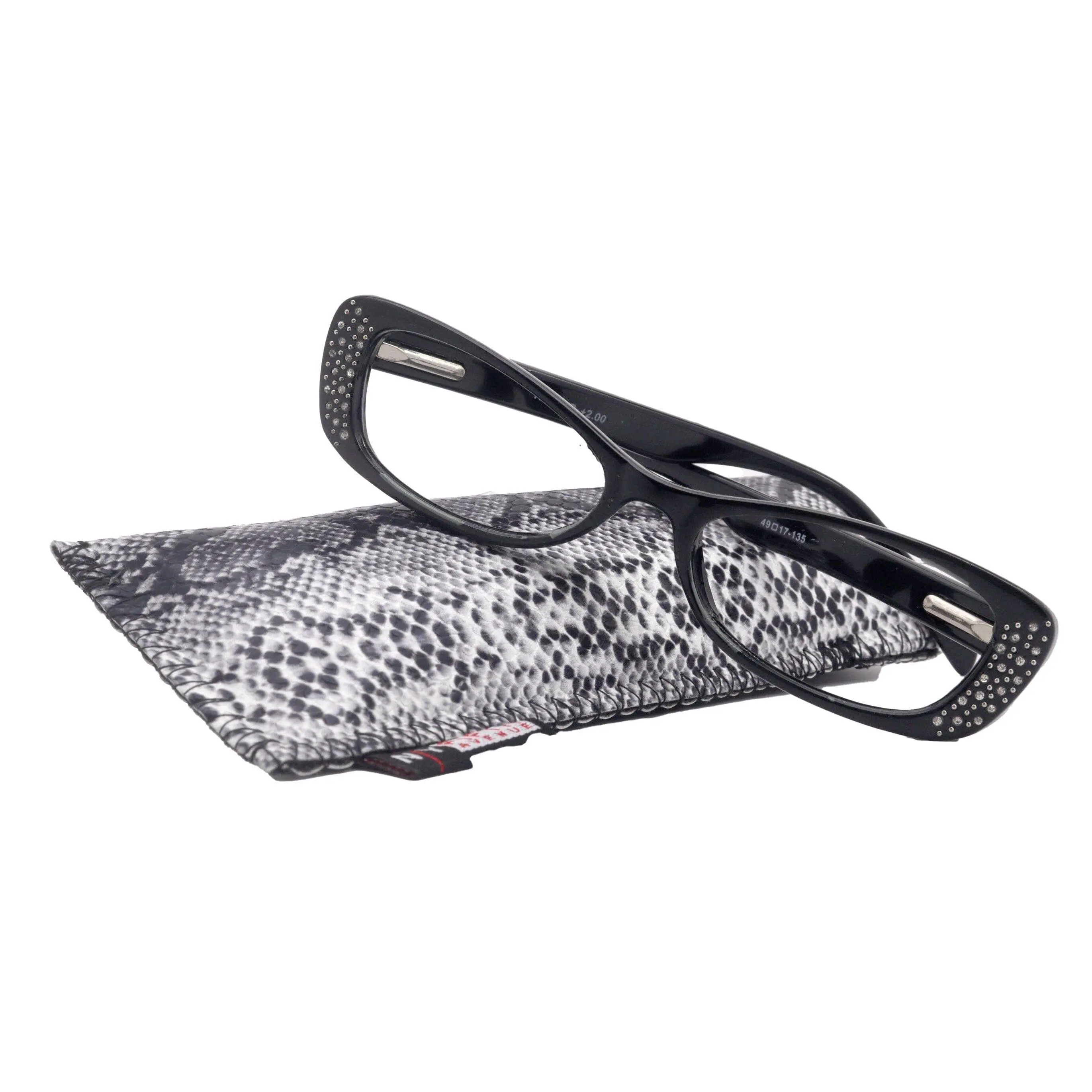 Premium Reading Glasses High End Reading Glass,  Small Frame Black  +1.25 to +3.00 magnifying glasses, Cat Eye. optical Frames Lightweight